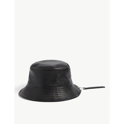 Shop Loewe Fisherman Leather Bucket Hat In Black