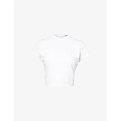 Shop Alexander Wang Womens White Logo-embroidered Cotton-jersey T-shirt 8
