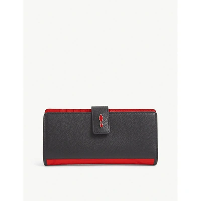 Shop Christian Louboutin Paloma Grained-leather Wallet In Black/loubi