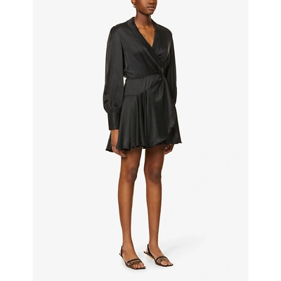 Shop Zimmermann Women's Black Wrap Silk Mini Dress