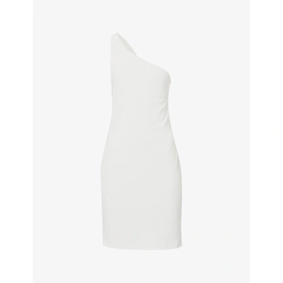 Shop Alice And Olivia Rosia One-shoulder Stretch-crepe Midi Dress In Off White