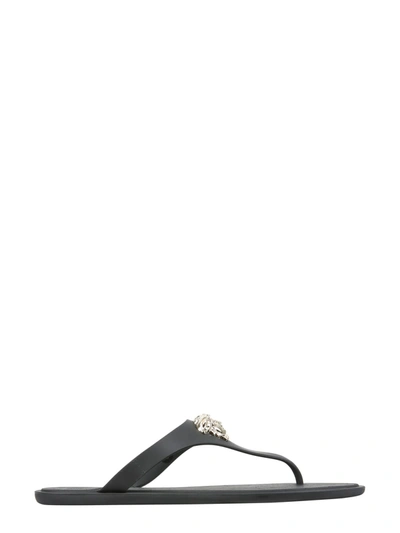 Shop Versace La Medusa Thong Sandals In Nero