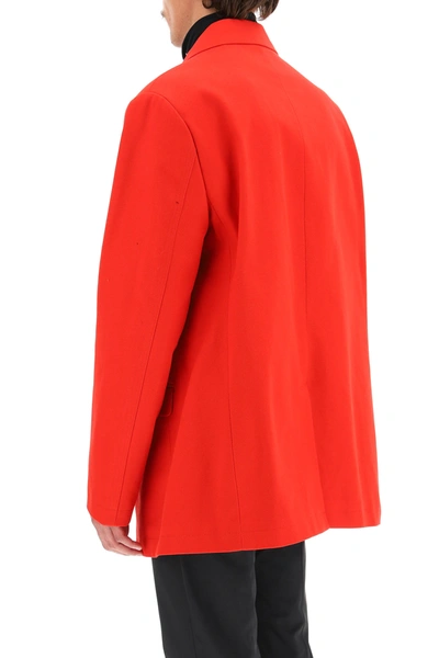 Shop Raf Simons Oversized Cotton Jacket In Red