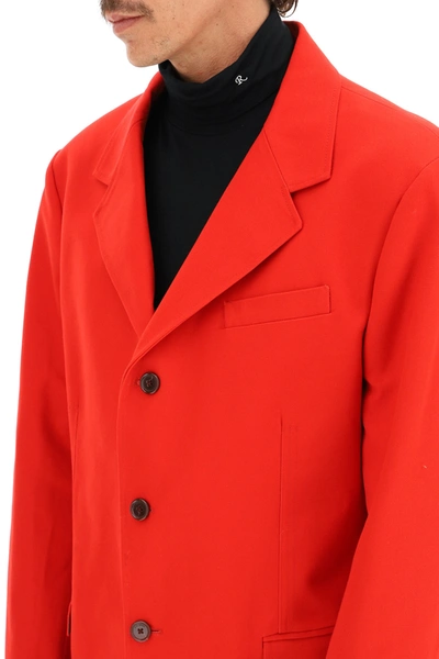 Shop Raf Simons Oversized Cotton Jacket In Red