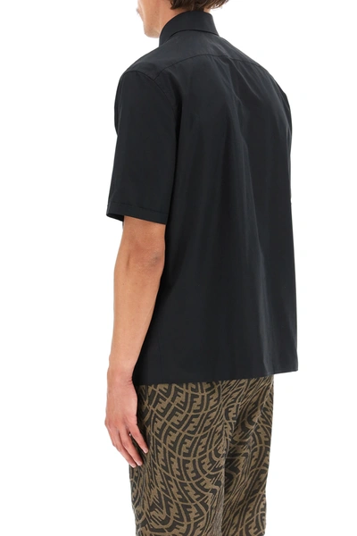 Shop Fendi Cotton Shirt With Mesh Pocket In Black