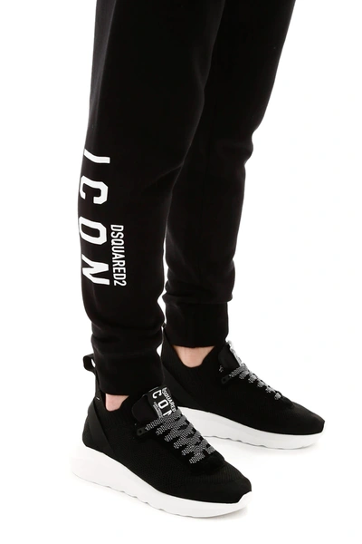 Shop Dsquared2 Icon Print Jogger Pants In Black,white