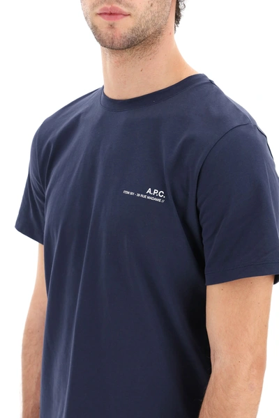 Shop Apc Item 001 T-shirt With Logo Print In Blue