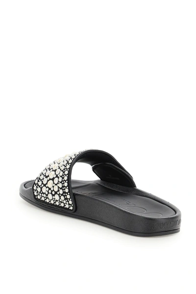 Shop Jimmy Choo Rubber Slides With Pearls In Black