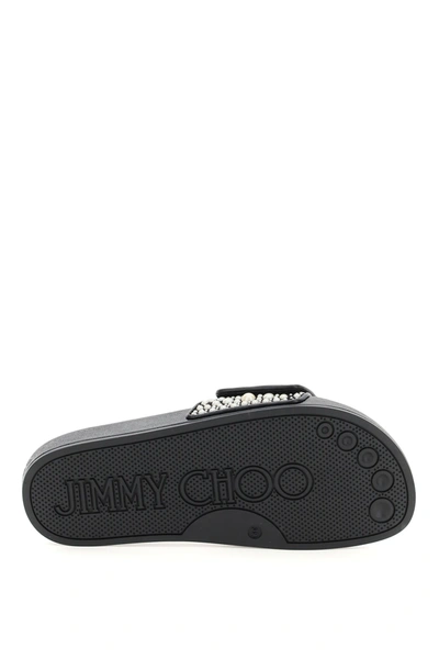 Shop Jimmy Choo Rubber Slides With Pearls In Black