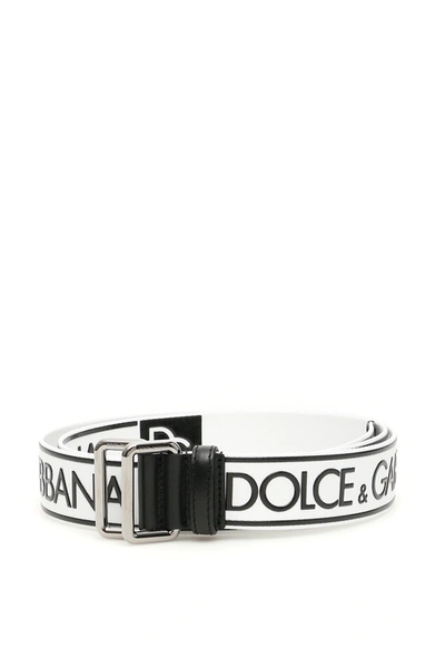 Shop Dolce & Gabbana Logo Belt In White,black