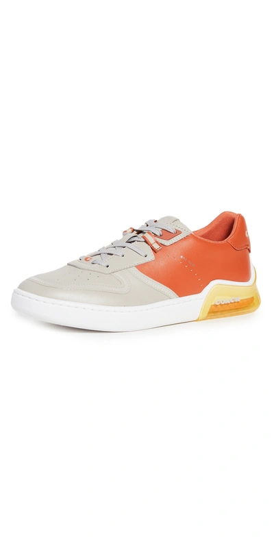 Shop Coach Citysole Leather Colorblock Court Sneakers In Bone Spice Orange