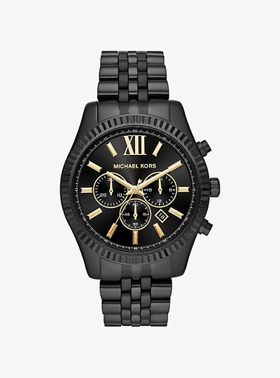 Shop Michael Kors Oversized Lexington Black-tone Watch