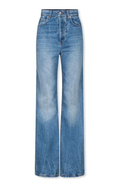 Shop Paco Rabanne Women's Rigid High-rise Flared-leg Jeans In Light Wash
