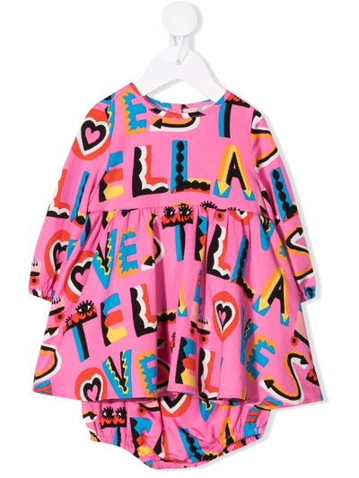 Shop Stella Mccartney Stella Loves Twill Dress In Pink