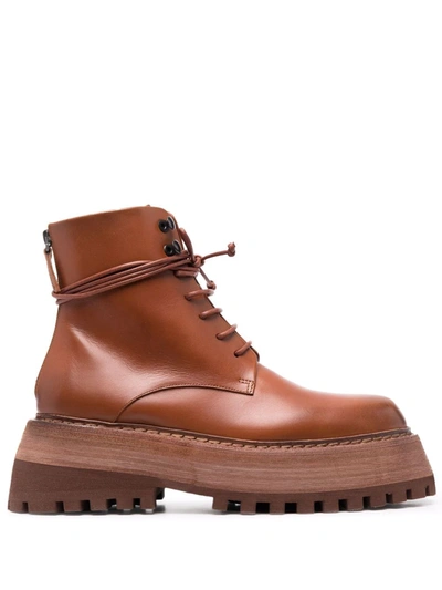 Shop Marsèll Quadrarmato Leather Desert Boots In Braun