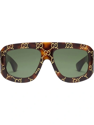 Shop Gucci Gg Aviator-frame Sunglasses In Green