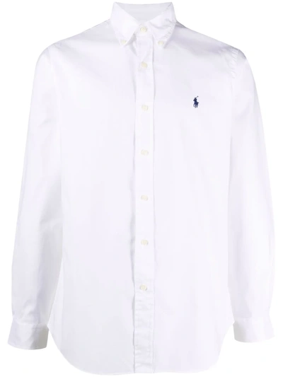 Shop Polo Ralph Lauren Polo Pony Button-down Shirt In Weiss