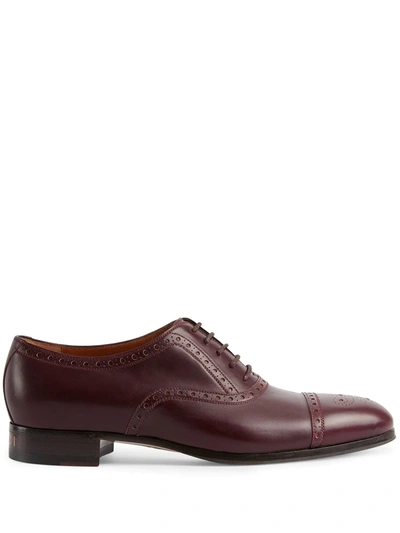 Shop Gucci Brogue-detailed Derby Shoes In Red