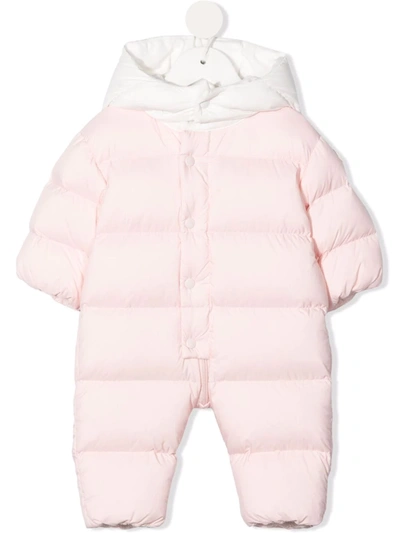 Shop Moncler Logo-print Padded Romper In Pink