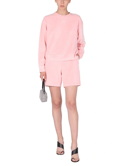Shop Alexander Wang T Crew Neck Soft Velor Sweatshirt In Pink