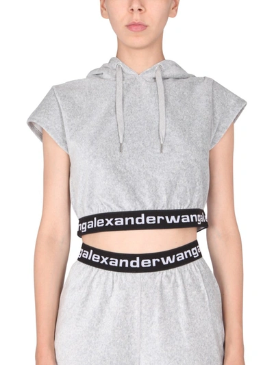 Shop Alexander Wang T Cropped Sweatshirt In Grey