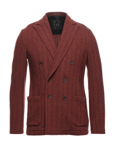 Shop T-jacket By Tonello Suit Jackets In Rust