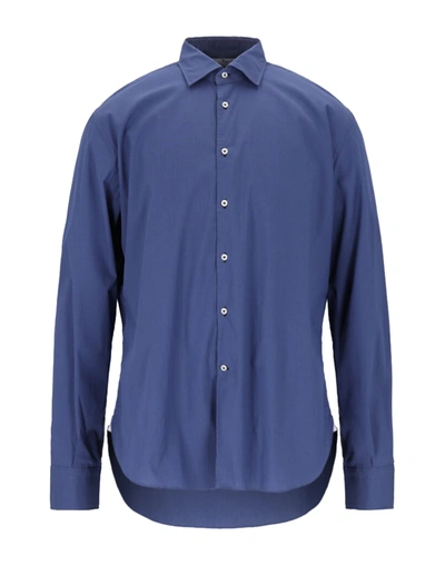Shop Del Siena Man Shirt Slate Blue Size 15 ½ Cotton, Polyamide, Elastane