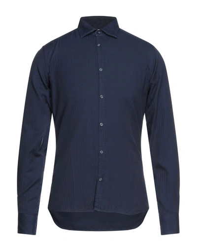 Shop Aglini Shirts In Dark Blue