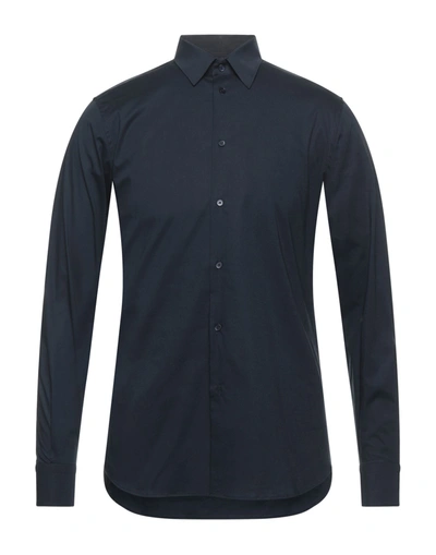 Shop Paolo Pecora Man Shirt Midnight Blue Size 15 ½ Cotton, Elastane