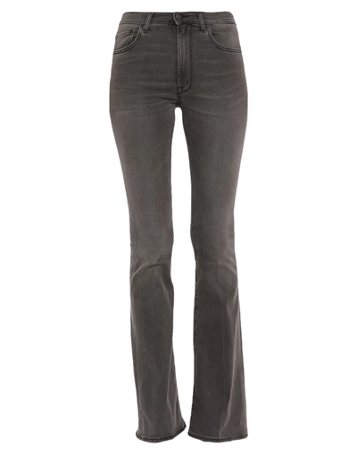 Shop People (+)  Woman Jeans Lead Size 28 Cotton, Elastomultiester, Elastane In Grey