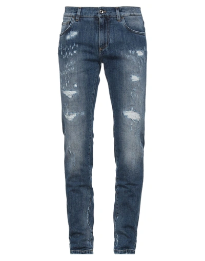 Shop Dolce & Gabbana Man Jeans Blue Size 42 Cotton, Elastane, Zamak, Calfskin