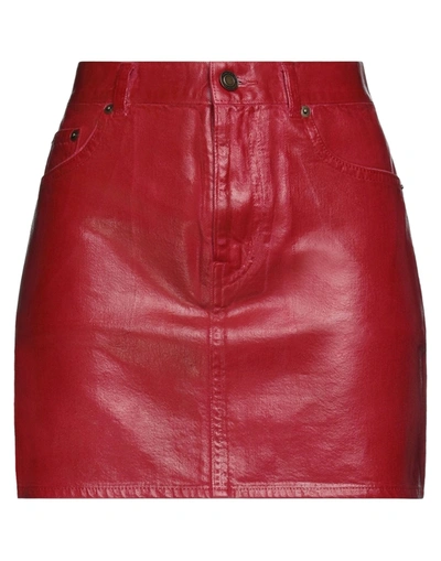 Shop Saint Laurent Denim Skirts In Red