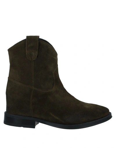Shop Cafènoir Ankle Boots In Military Green