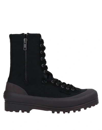 Shop Paura X Superga Woman Ankle Boots Black Size 6 Cotton, Soft Leather
