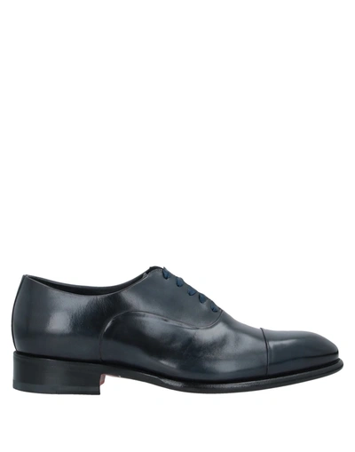 Shop Santoni Man Lace-up Shoes Black Size 10 Soft Leather