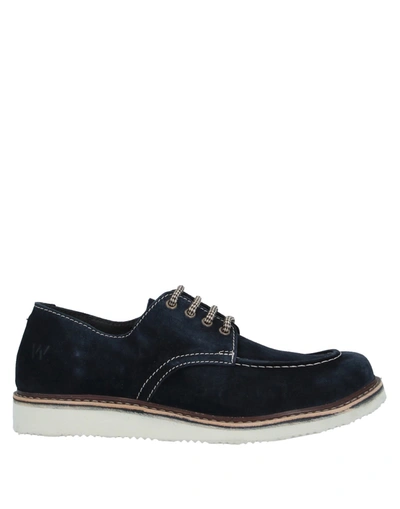 Shop Wally Walker Man Lace-up Shoes Midnight Blue Size 6 Soft Leather