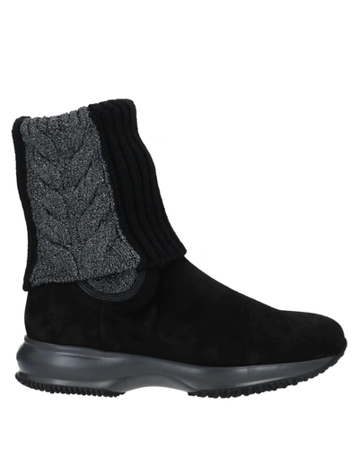 Shop Hogan Woman Ankle Boots Black Size 5 Soft Leather, Textile Fibers