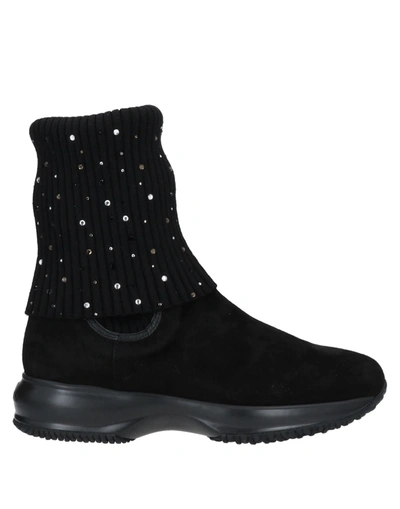 Shop Hogan Woman Ankle Boots Black Size 6 Soft Leather, Textile Fibers