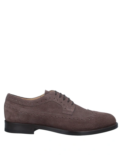 Shop Peluso Napoli Lace-up Shoes In Dove Grey