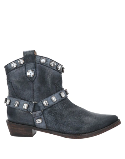 Shop Coral Blue Woman Ankle Boots Steel Grey Size 6 Textile Fibers
