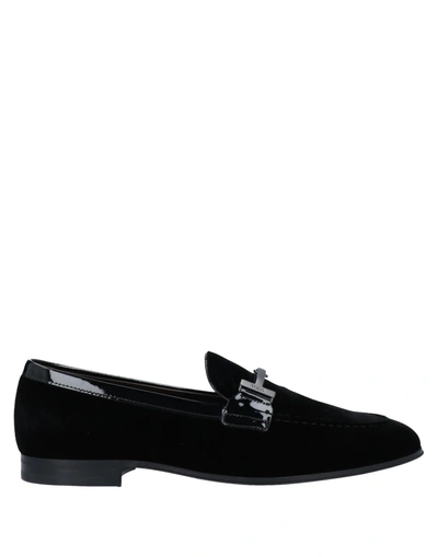 Shop Tod's Man Loafers Black Size 8 Textile Fibers