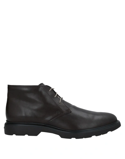 Shop Hogan Man Ankle Boots Dark Brown Size 11 Soft Leather
