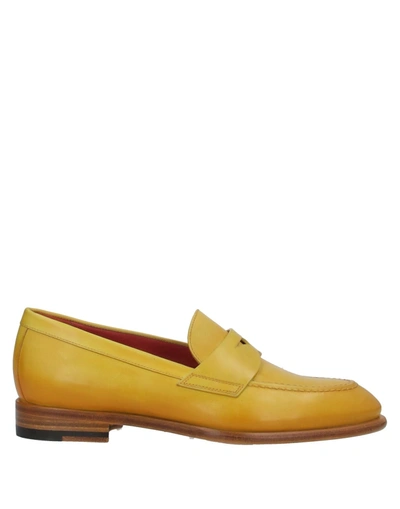 Shop Santoni Woman Loafers Yellow Size 10 Soft Leather