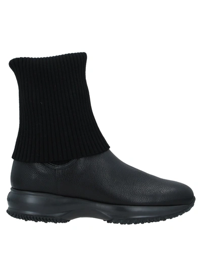 Shop Hogan Woman Ankle Boots Black Size 5.5 Textile Fibers, Soft Leather