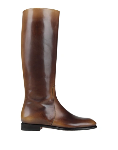 Shop Santoni Woman Knee Boots Brown Size 10 Soft Leather