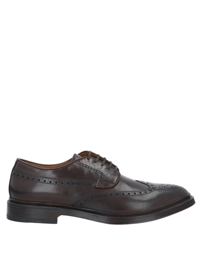Shop Peluso Napoli Lace-up Shoes In Dark Brown