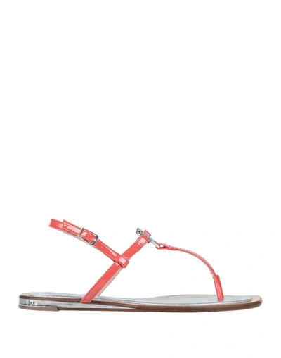 Shop Marc Cain Woman Thong Sandal Coral Size 7 Textile Fibers In Red