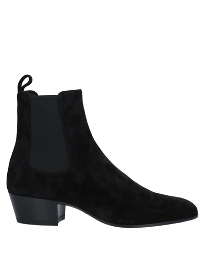 Shop Saint Laurent Man Ankle Boots Black Size 10 Soft Leather, Elastic Fibres