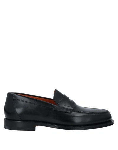 Shop Santoni Man Loafers Black Size 6.5 Soft Leather
