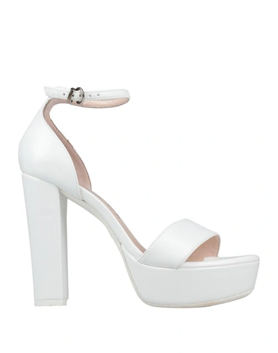 Shop Lorenzo Mari Woman Sandals White Size 10 Soft Leather